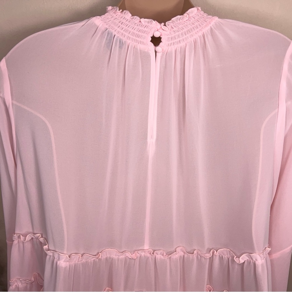 Size 26 Torrid 4 Pink Ruffle Blouse Long Sleeve Feminine Coquette Pastel - Picture 9 of 15